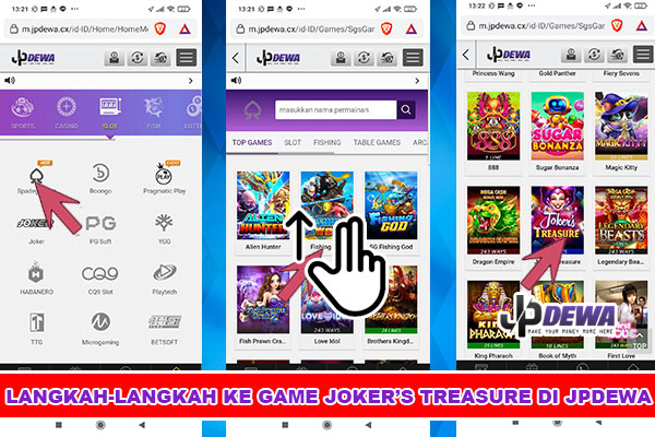 Langkah-langkah mengakses Game Joker's Treasure Spadegaming - di website jpdewa