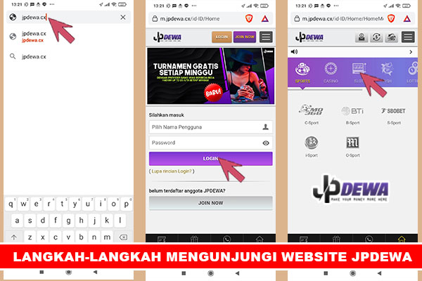 Langkah - langkah untuk mengakses website jpdewa - infojpdewa