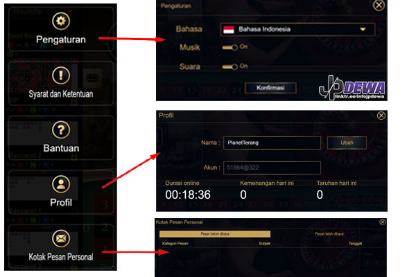 Info jpdewa - Fitur menu pembantu E bet Casino