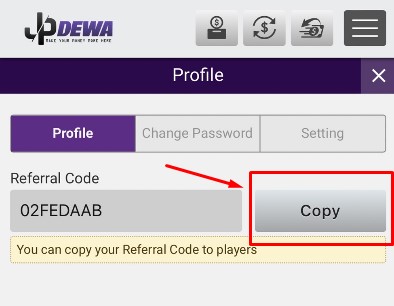 link referral Versi mobile jpdewa